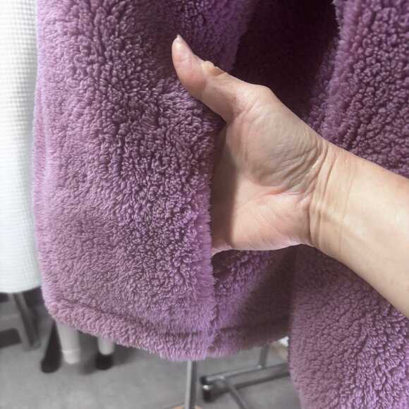 Mauve Teddy Zip-Up Jacket, Sz L NWOT - Picture 4 of 5